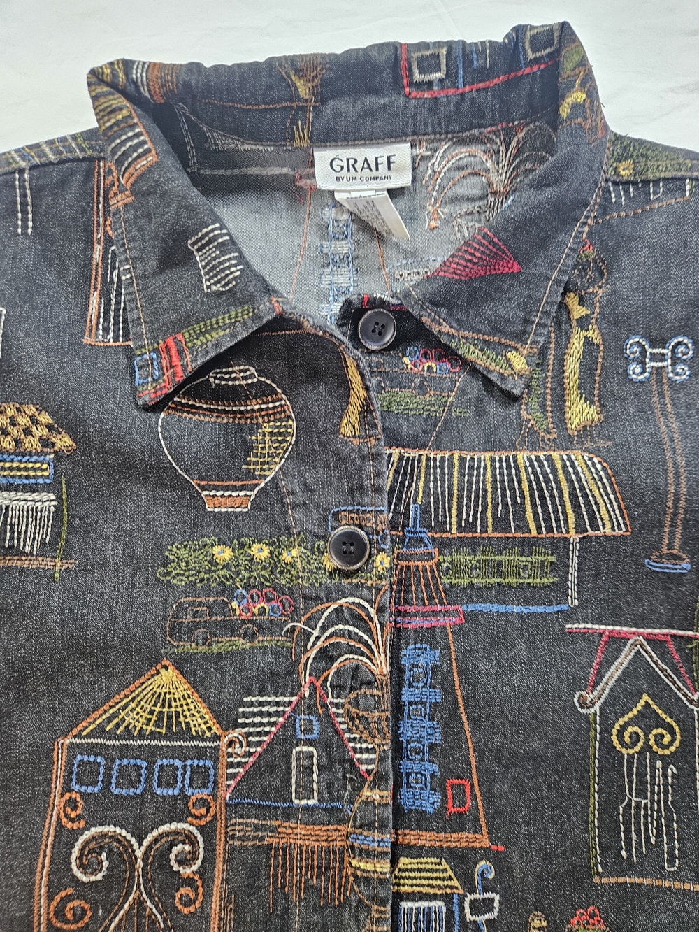 Women’s Embroidered Dark Denim Jean Jacket